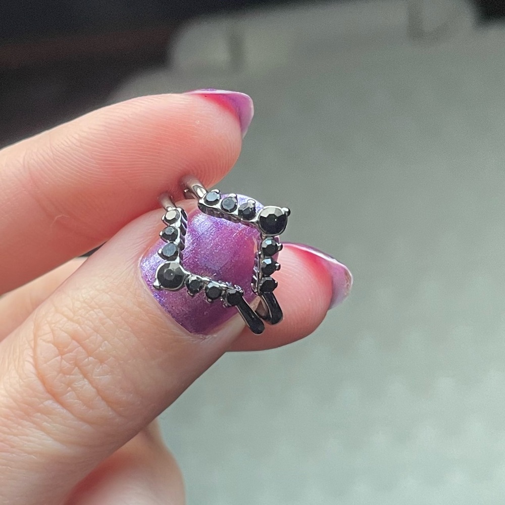 Black Gold Princess Cut 3 Piece Ring Set - Picture 5 of 11